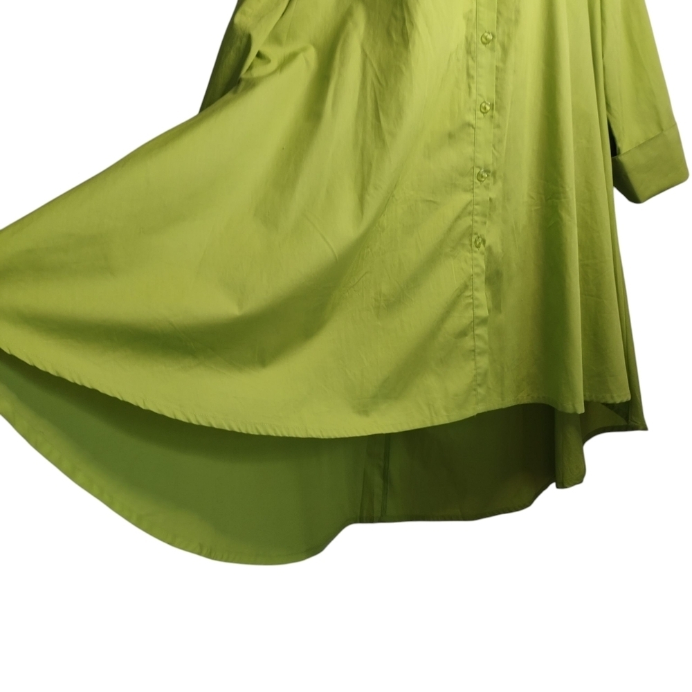 Midnight Velvet Shirt Dress Womens Green Button Up Hi Low Shirt Dress Sz XL NWT - Picture 8 of 11